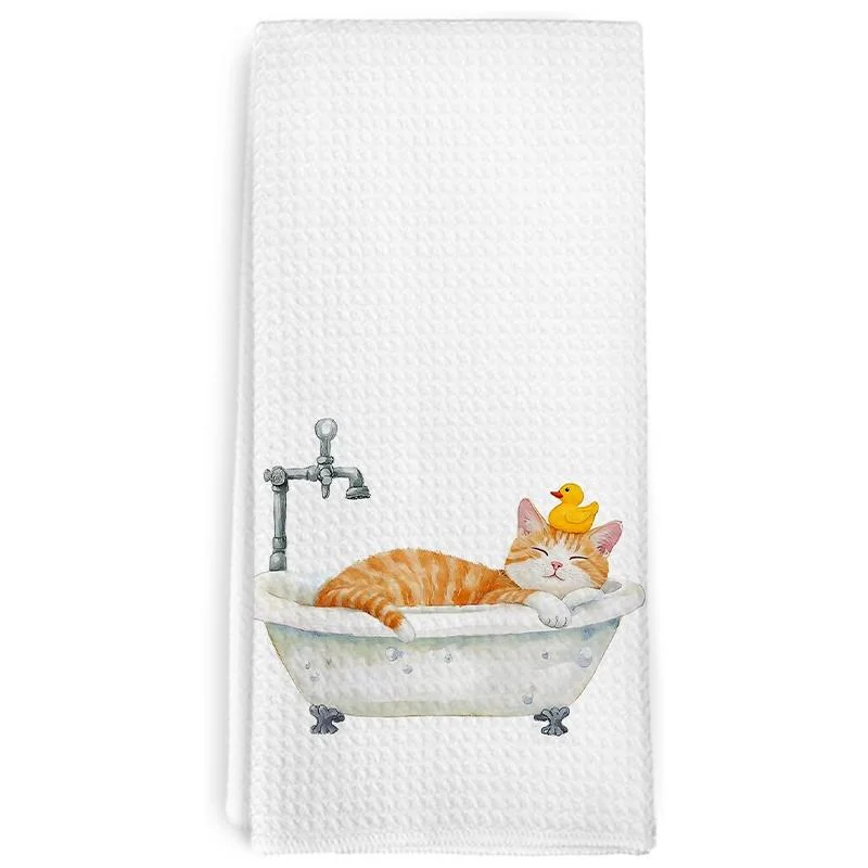 1 Piece of Interesting Orange Tiger-Striped Print Kitchen Towel, Dish Towel, Hand Towel, Kitchen Decorative Towel, Neighbor Gift, Sweet Housewarming Gift for Friends, Mom Gift, Friend Birthday Gift