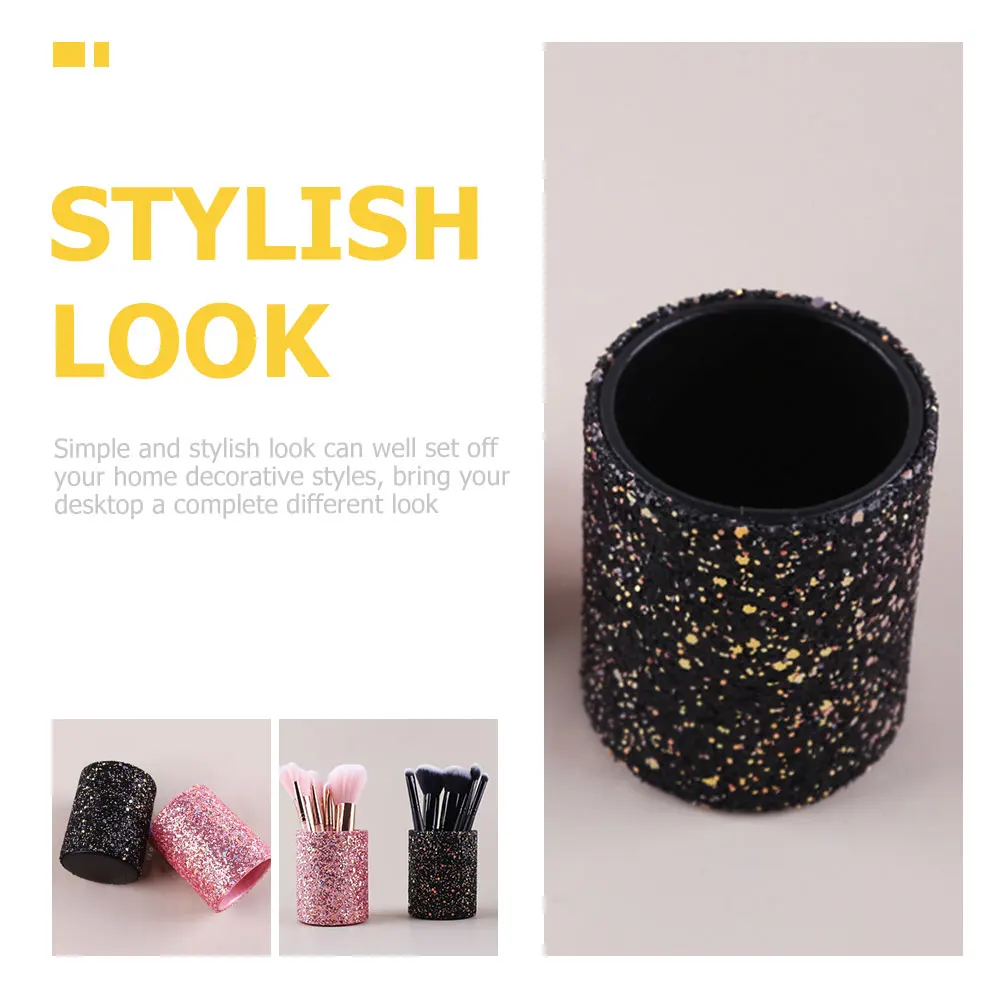 

Makeup Brushes Organizer Pink Black Storage Container Vanity Holder Brush Home Desk Bedroom Supplies Student Pen Pencil