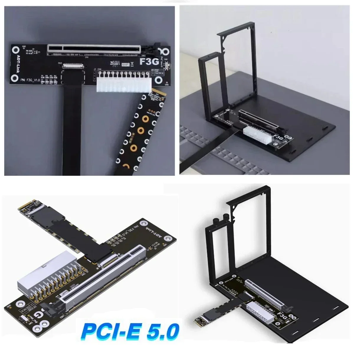 Custom ADT Link F43SG 5.0 M.2 NVMe to PCI E 5.0 x16 GPU Dock External Graphics for NUC ITX STX Notebook PC Gen5 FFC eGPU Adapter
