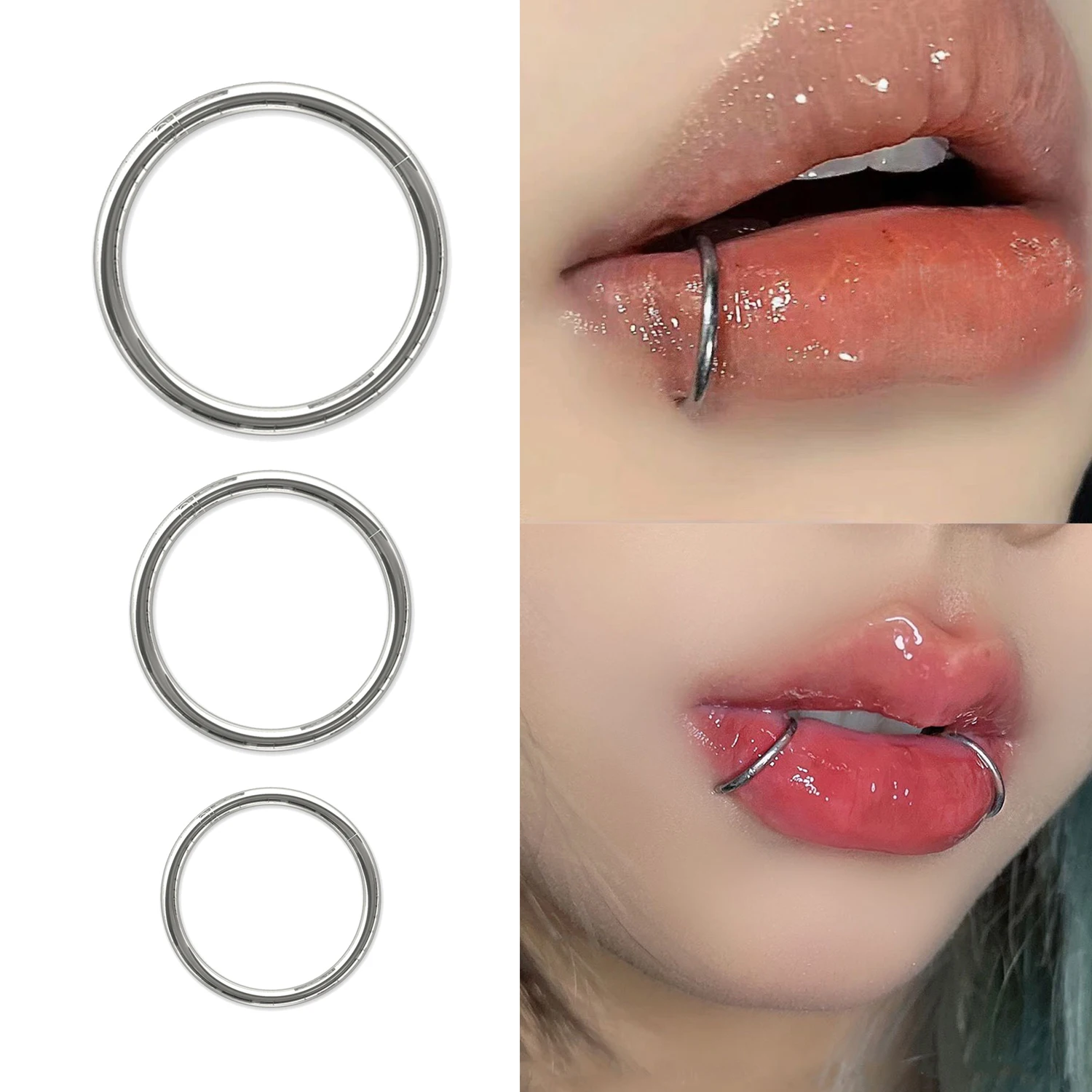 Piercing de acero quirúrgico para el tabique, aro con bisagras para la nariz, labio, oreja, cartílago, hélice, 1 piezas, 1,2mm