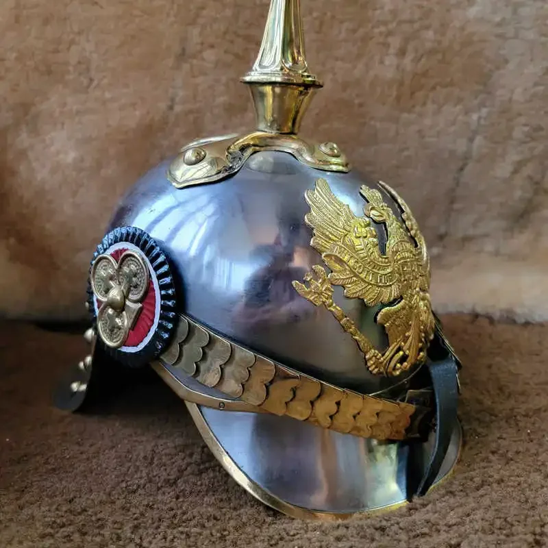 WWII WW2 German Military Helmet Steel Prussian Helmet Metal PICKELHAUBE Wearable LARP Historical Reenactment Cosplay