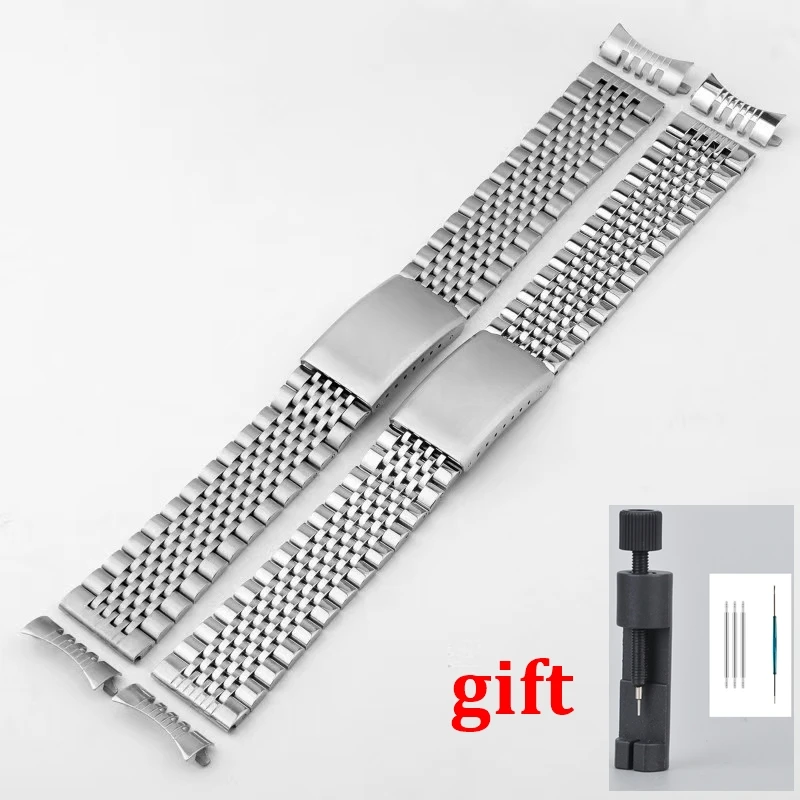 18mm 20mm 22mm Stainless Steel Watch Strap For Omega Tissot Universal Watchband Bead of Chain Bracelet Adjustable Wristband Tool