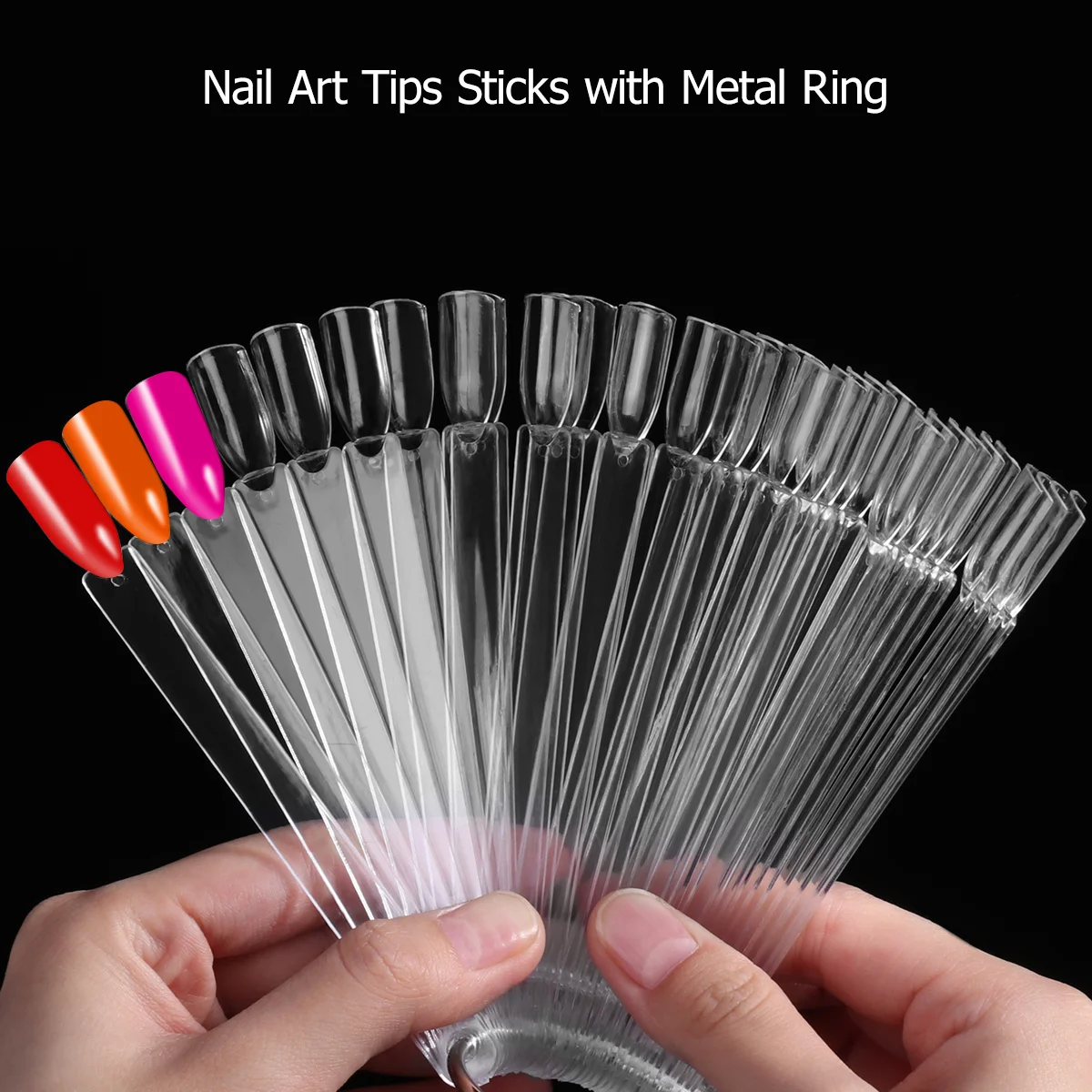 50 Uds. De palo de Color para decoración de uñas, pantalla de ventilador, Clip de recomenido fácil de quitar, extensión de puntas naturales, tabla de esmalte de práctica acrílica de Gel