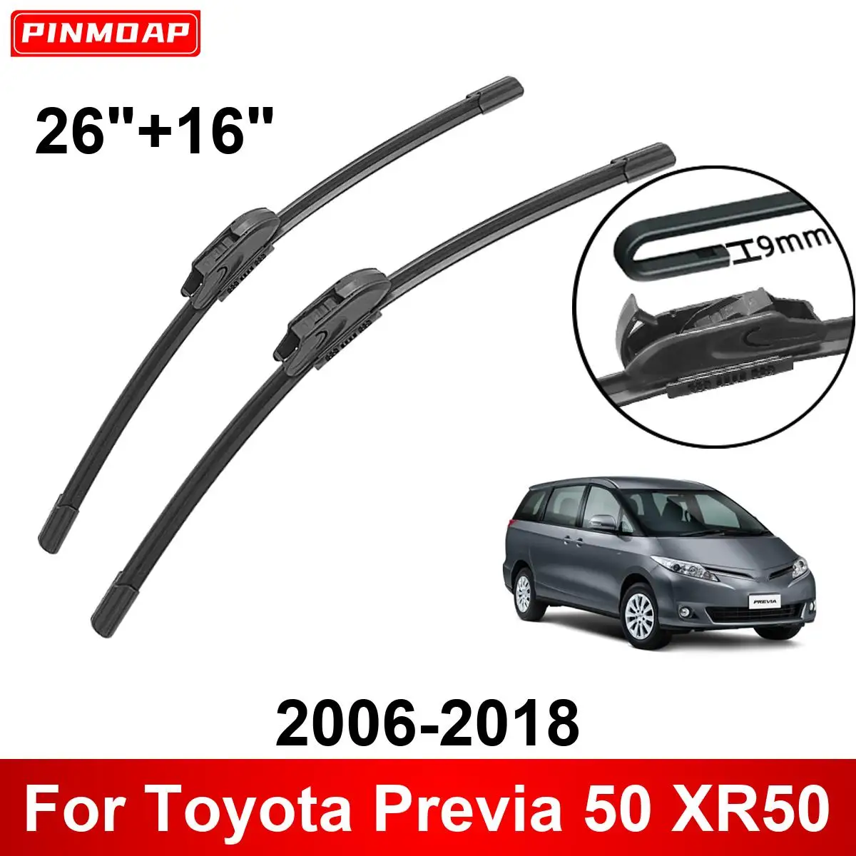 

Автомобильный дворник для Toyota Previa 50 XR50 2006-2018 26 "+ 16" передние и задние щетки стеклоочистителя, аксессуары для резаков