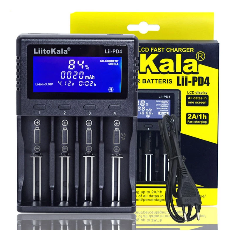 

LiitoKala Lii-PD4 4-Slot Charger for 18650 26650 21700 18350 14500 AA AAA Lithium NiMH LiFePO4 Battery RC Parts & Accs
