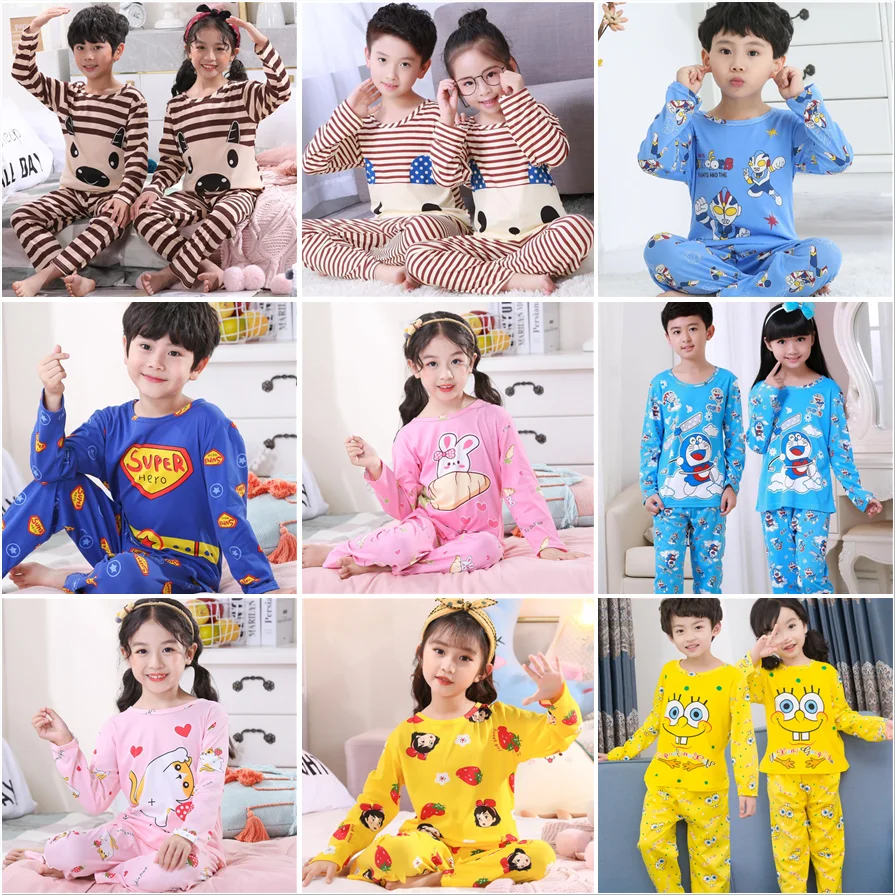 Children Pajamas Spring Autumn Sets Long Sleeve Cartoon Kids Homewear Suit Boys Clothing Pajamas For Girls Toddler Baby Outfits