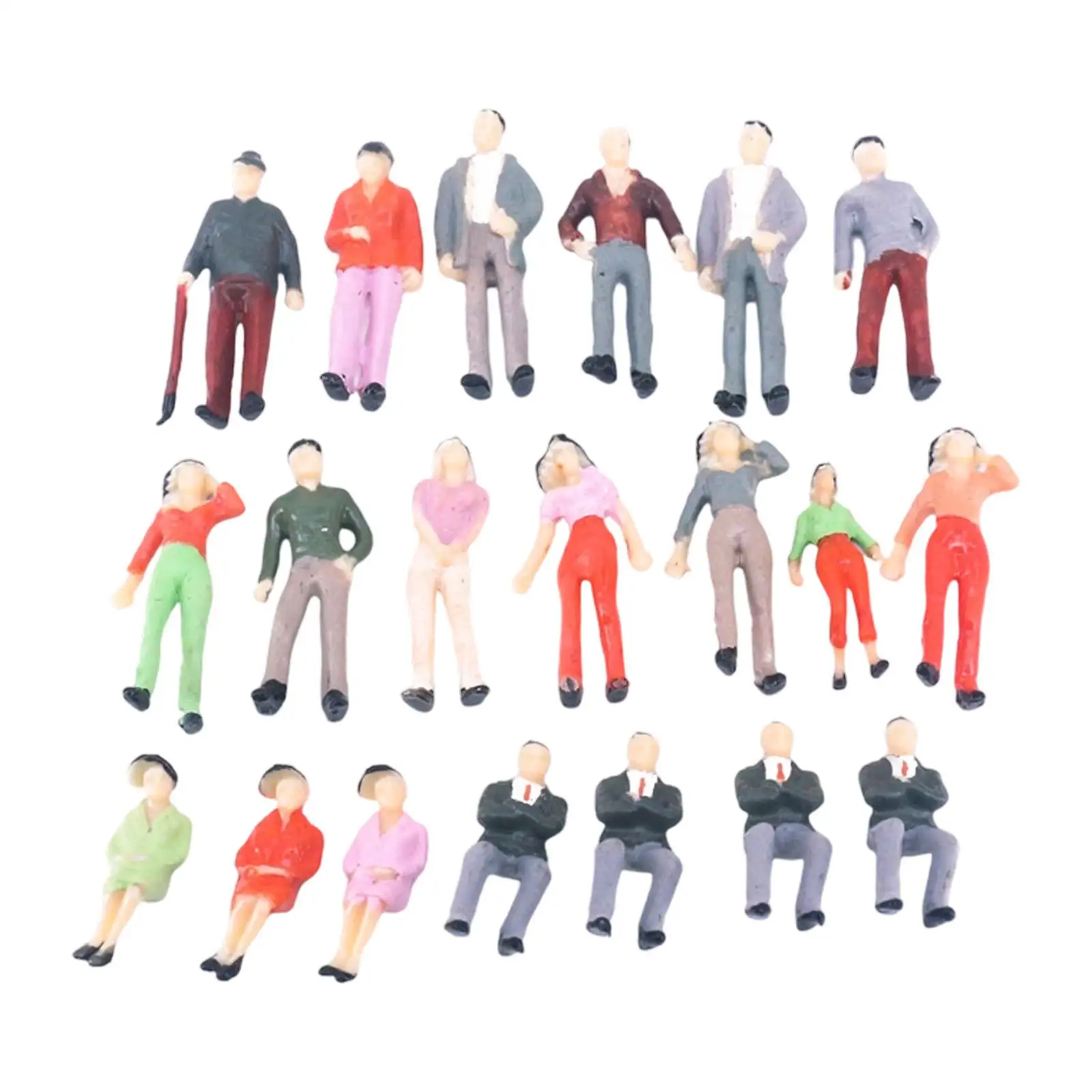 20 peças 1:42 escala figuras em miniatura pequenos ornamentos pintados fotografia adereços mini pessoas estatuetas mesa de areia decoração diorama