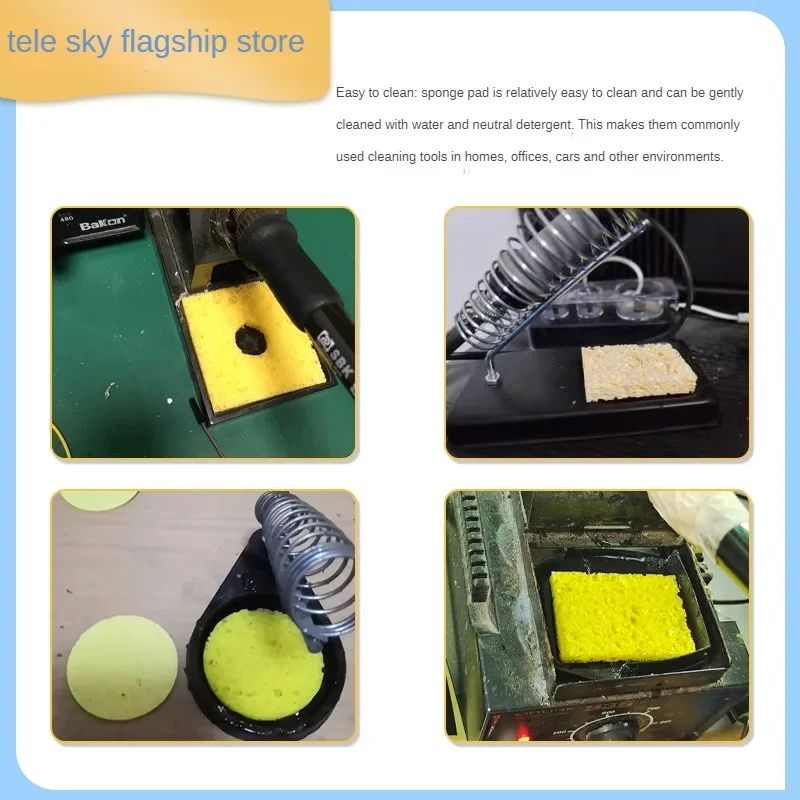 10pcs High Quality High-temperature Resistant Sponge Electric Soldering Iron Sponge Head Cleaning Sponge Pad