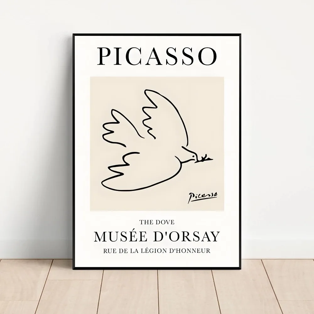 Picasso Bird Crane Kanagawa Retro Abstract Poster Kraft Paper Vintage Poster Wall Art Painting Art Small Size Wall Stickers