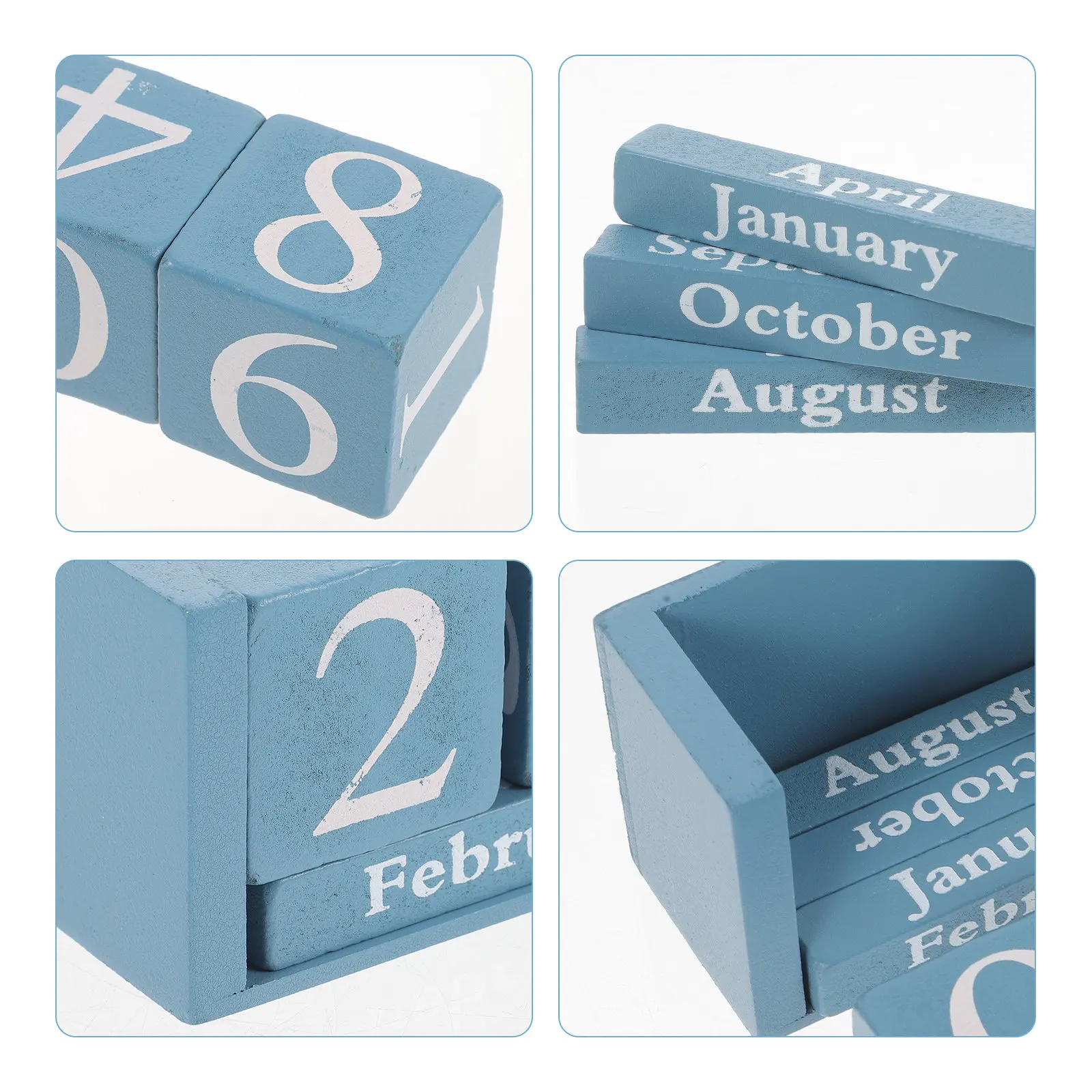 Wooden Block Desk Calendar Perpetual Desktop Decor Rustic Office Home Daily Date Tracking Minimalist Standing
