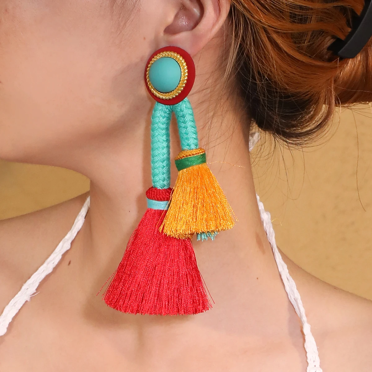 New Boho Long Tassels Dangle Earrings Exaggerated Earrings Handmade For Women Wedding Party Jewelry Dress Accessories