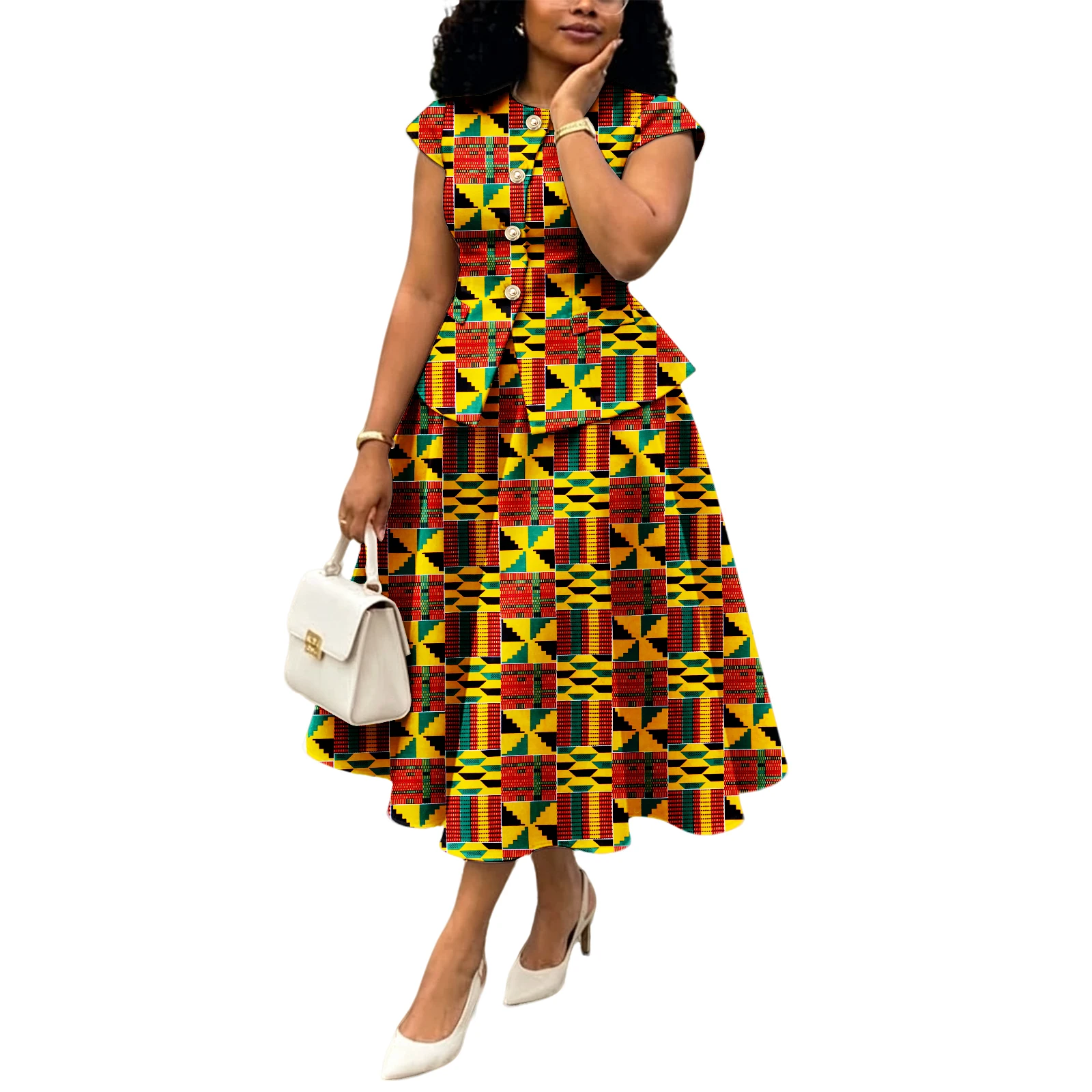 women-kente-print-2pcs-matching-outfit-dashiki-button-down-shirt-and-skirt-ankara-african-attire-for-wedding-party