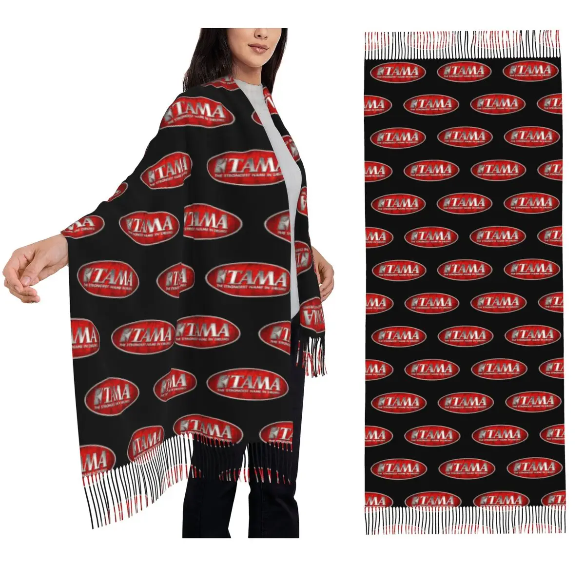 

Tama Drum Logo Scarf Tassel Scarves for Women Soft Warm Shawls and Wraps Long Fall Winter Shawl Wrap