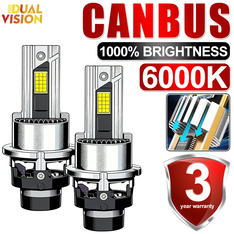 

5000W 5000000LM D2S D4S D2R D4R LED Car Headlight Bulbs CANBUS High Power Beam Plug&Play Led Lights 6000K White Turbo Lamps 12V