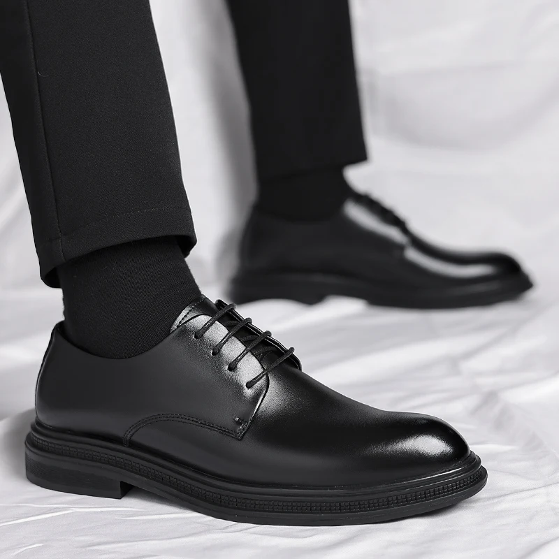 

Men's business Shoes Black Leather Formal Shoes for Men lace up Oxfords Wedding Party Office summer Shoe Man zapatos de hombre