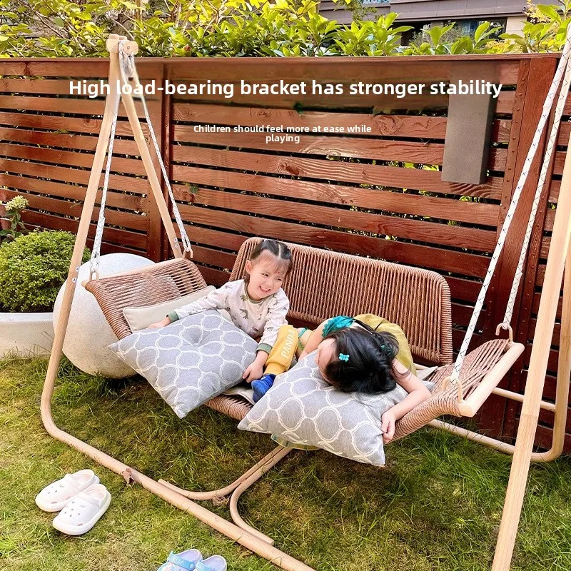 Garden swing chair, outdoor garden balcony rattan rocking chair double leisure outdoor rattan chair can sit or lie down