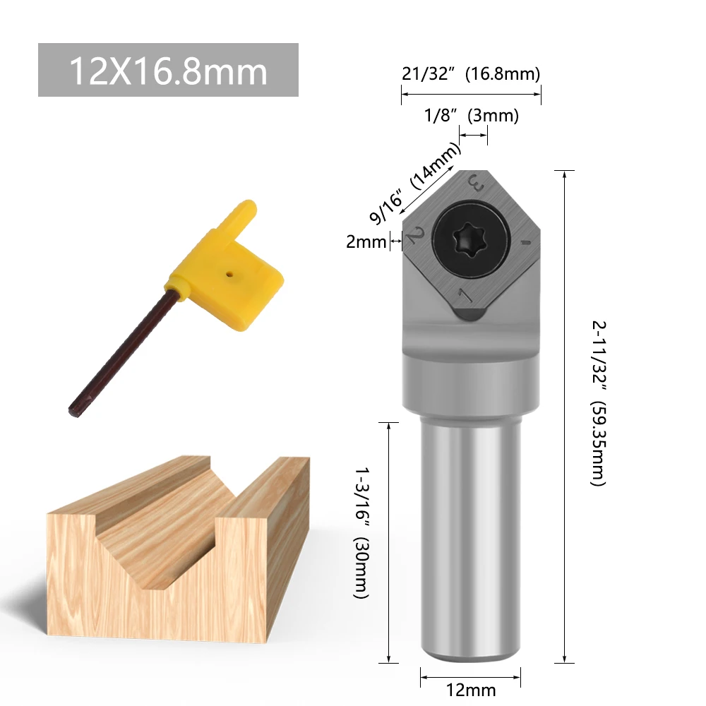 LAVIE 12mm Shank Insert-Style V Type Spoilboard CNC Router Bit Replaceable Blade Planing Bit Face End Milling Cutter For Wood