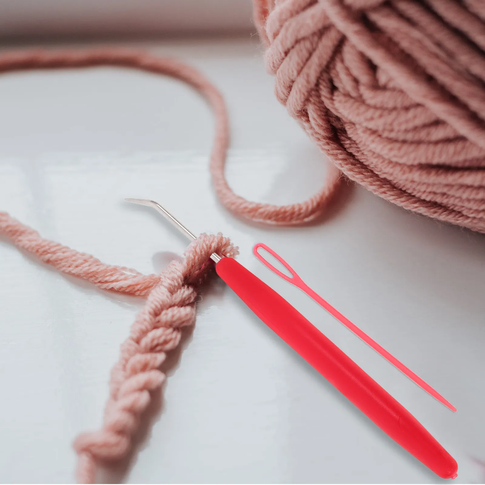 

15Pcs Knitting Loom Hooks Needles Set Lightweight Plastic Handle Sharp Crochet Knitting Tools for Scarf Gloves Hat Sweater Craft