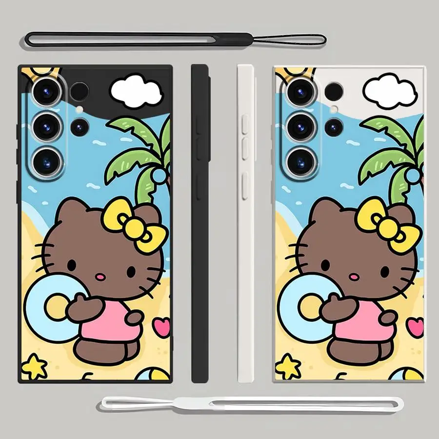 Funda de teléfono de TPU suave con dibujos animados de Sanrio Hello Kitty para Samsung Galaxy S22 Ultra S23 S20 FE S25 Note 20 Ultra S24 S25 Plus S21