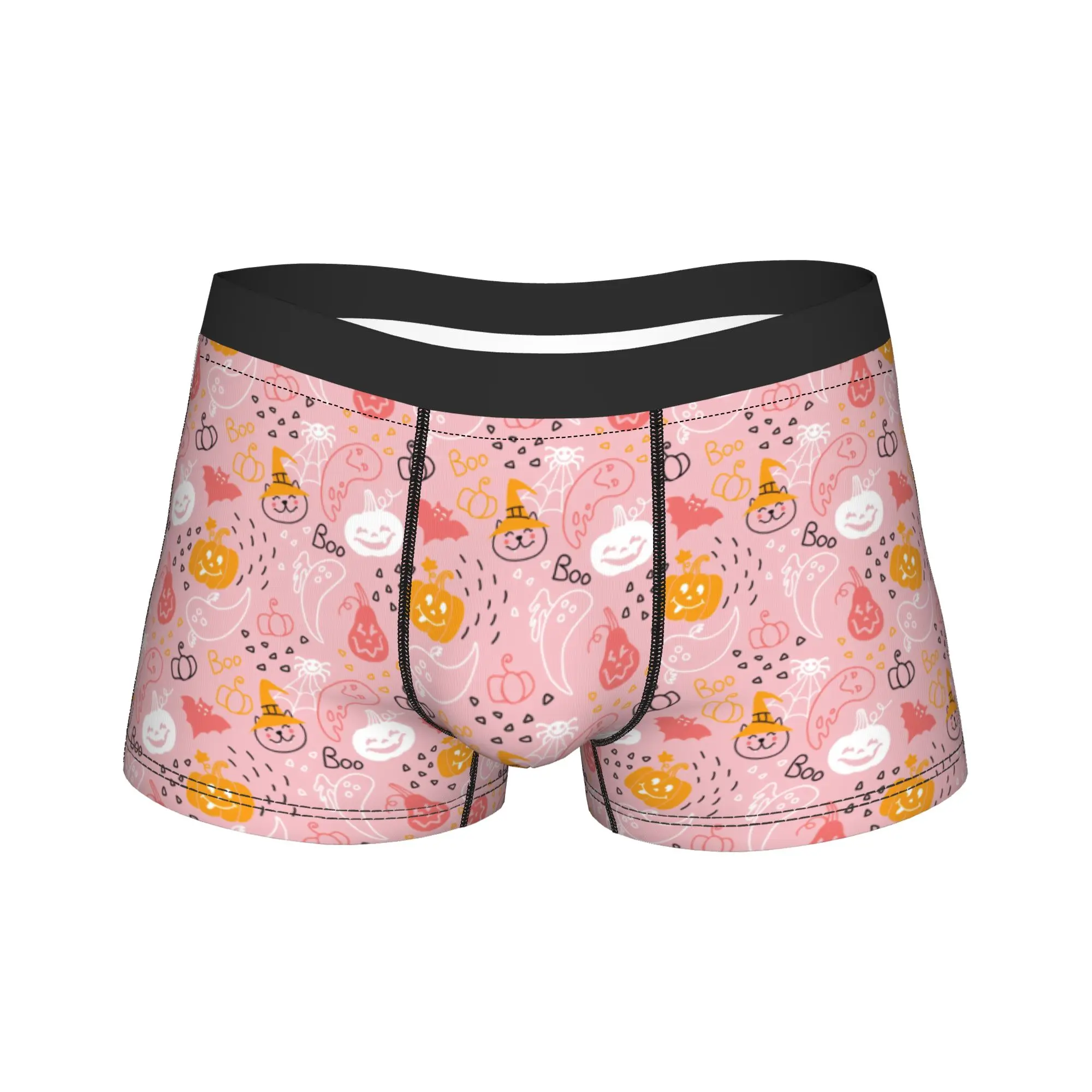 Men Spooky Halloween Pumpkins Boo Long Underwear  Humor Boxer Briefs Shorts Panties Male Soft Underpants M-XXL