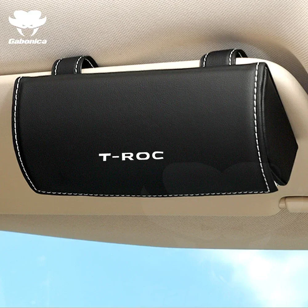 New Car Glasses Case Sun Visor Glasses Holder Sunglasses Storage Box For VW Volkswagen T-Roc TROC Car Auto Interior Accessories