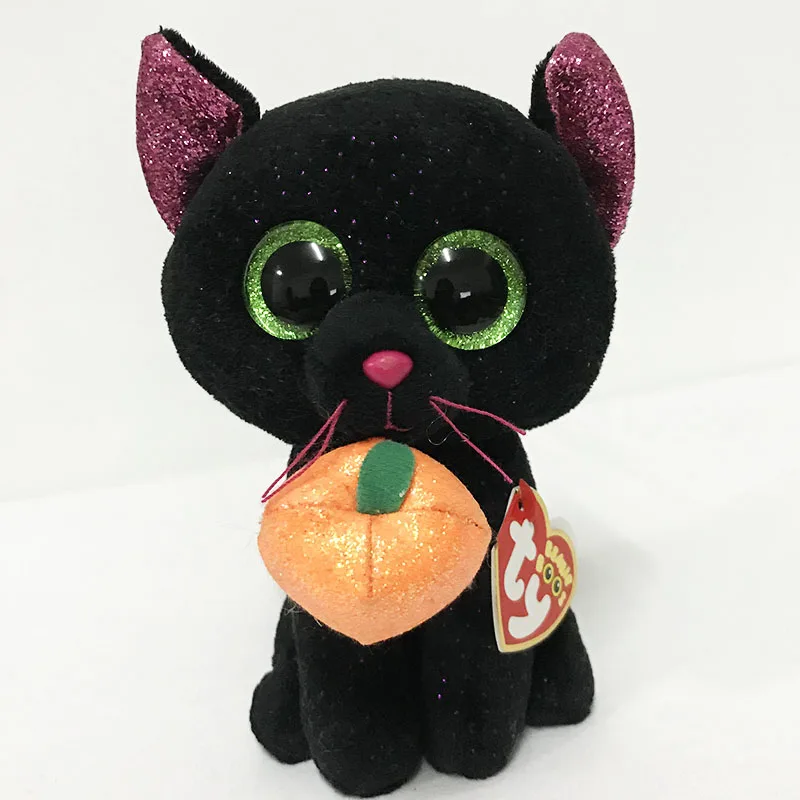 15cm Ty Beanie Big Eyes Stuffed Plush Toy Soft Cute Animal Doll Halloween Pumpkin Cat Potion Children Christmas New Year Gift