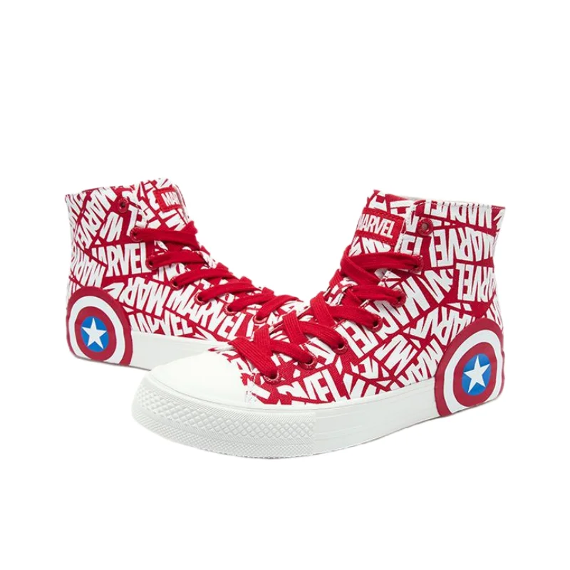 Marvel animation peripheral Captain America cartoon canvas shoes personality male and female couple high-top trendy casual shoes