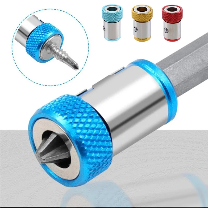 Magnetic Bit Tool Alloy Electromagnetic Ring Screwdriver Bit Holder Cross  6.35mm Shank Anti-Corrosion Drill Bit Accessories