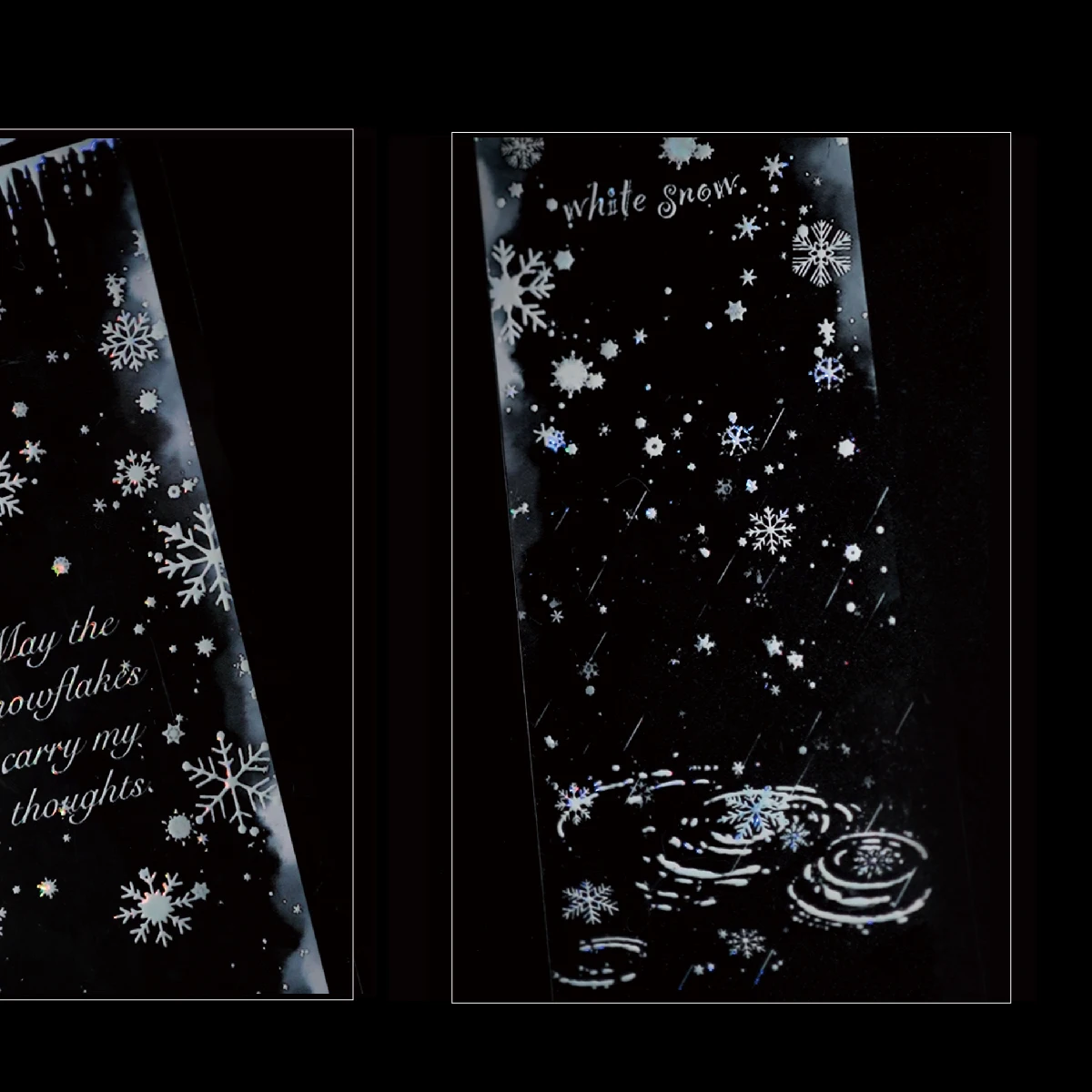 

Серебряная падающая лента для домашних животных, лента для снежинок, корпус, свет, зимняя мечта, рождественский журнал, коллаж