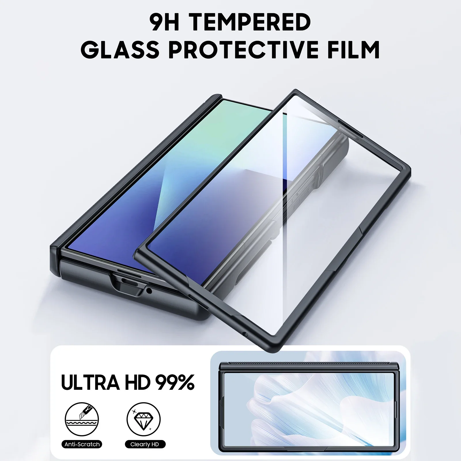 حافظة لهاتف Galaxy Z Fold 7، محفظة RFID مع حامل بطاقات، غطاء مفصلي، غطاء كاميرا، حافظة هاتف واقية من السيليكون المقاوم للصدمات - أسود