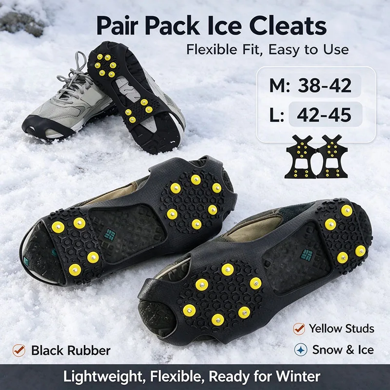 10 Studs Non-slip Crampons Outdoor Winter Shoes Spikes Ice Crampons for Walking Shoes Spikes Shoes Ice FHBZ02