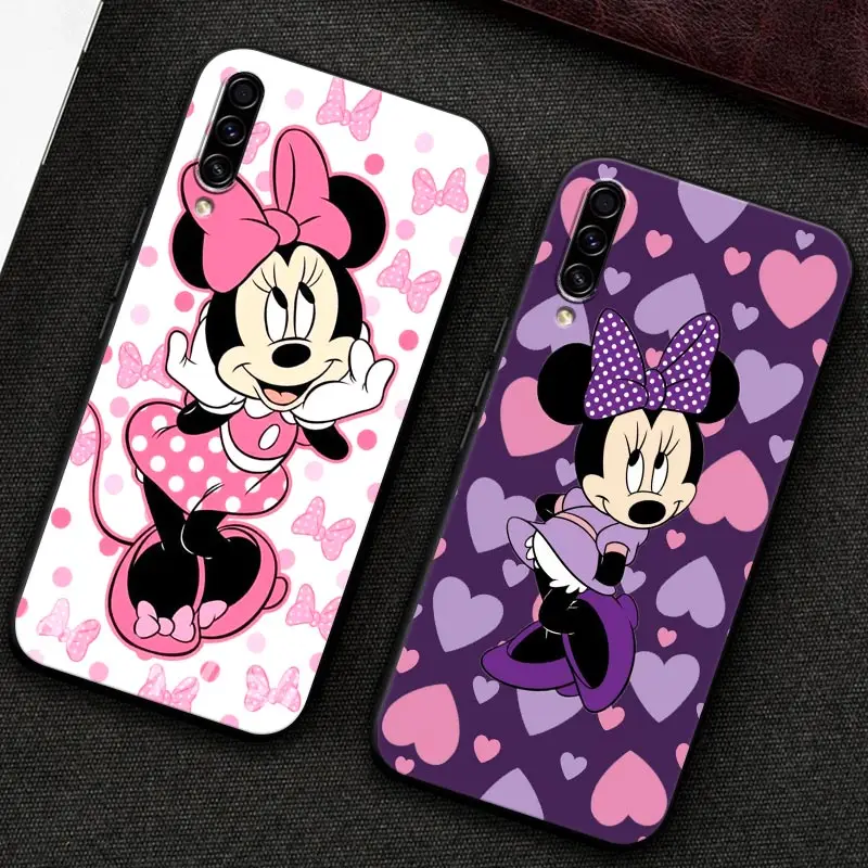 Phone Case For Samsung Galaxy A7 A8 A9 2018 A30 A30S A50 S A20 A70 A10 Note 10 20 Ultra Back Cover Cartoon Minnie Mouse D-Disney