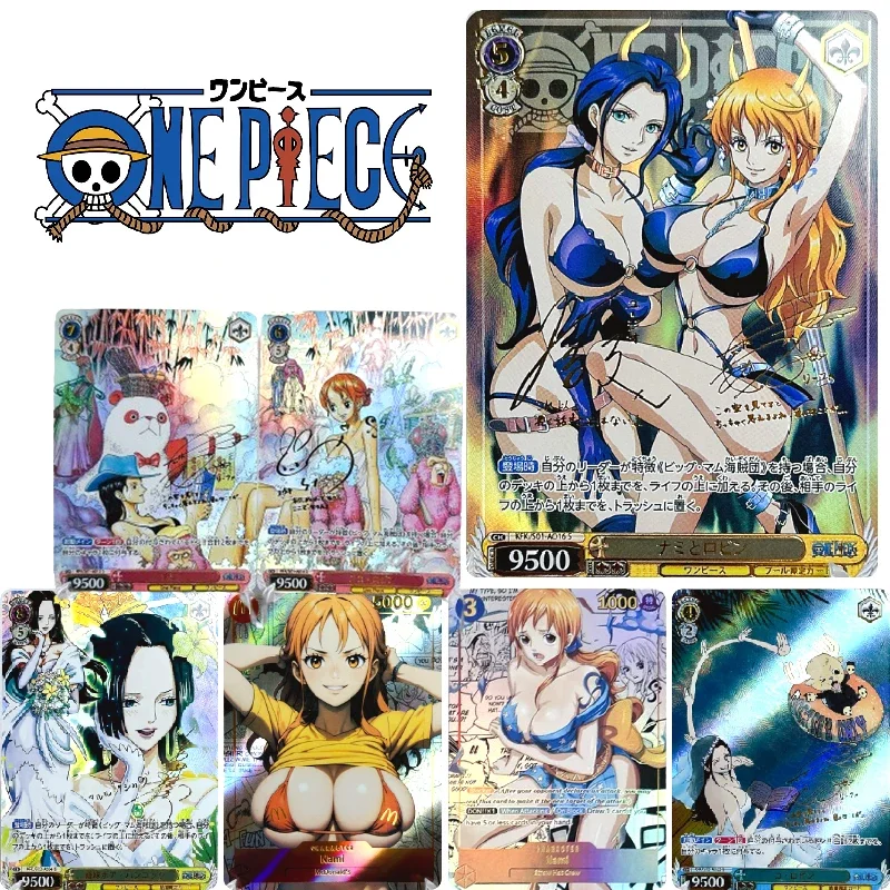 ONE PIECE Anime Characters Nami Nico Robin Roronoa Zoro DIY Homemade Christmas Birthday Gift Bronzing Game Toys Collection Card