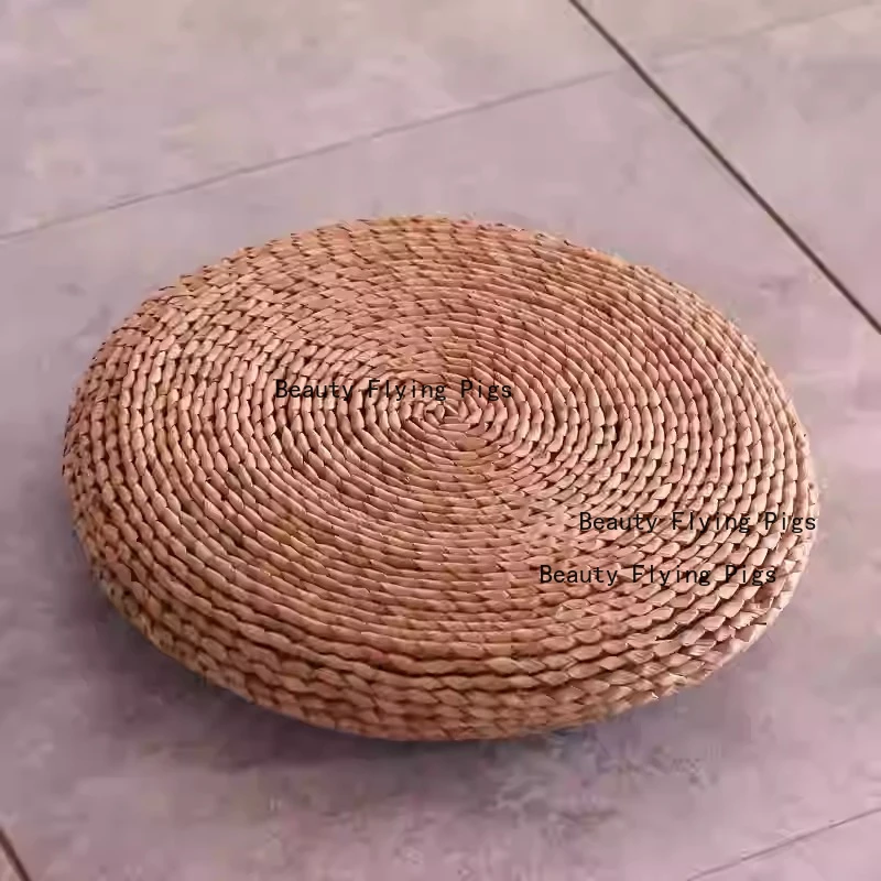 Japanese Style Corn Husk, Futon, Grass Mat, Round Tatami Cushion on The Ground, Portable Cushion for Home Use, Meditation Mat