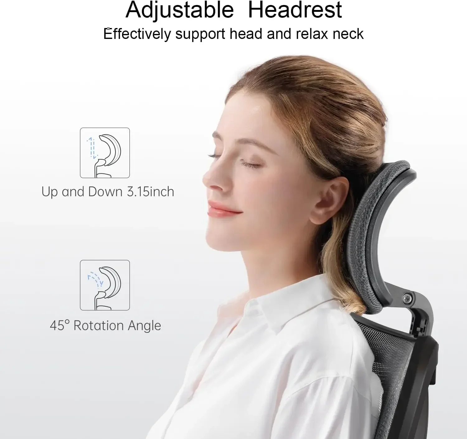 Ergonomic Office Chair for Big & Tall People Adjustable Headrest w/ 2D Armrest Lumbar Support & PU Wheels Swivel Tilt Function