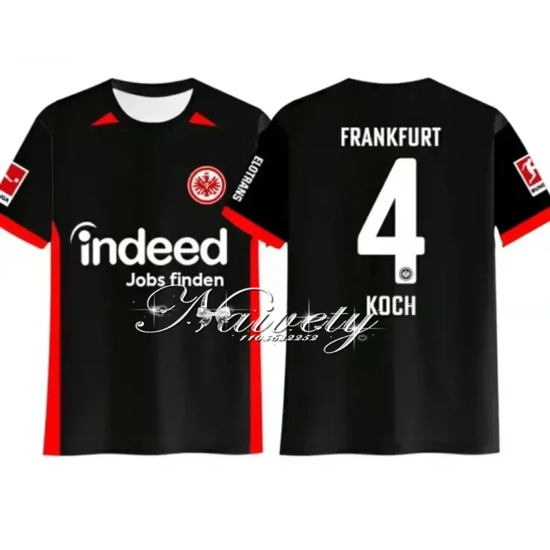 2025 جديد الصيف موضة فريق كرة القدم للرجال ثلاثية الأبعاد فرانكفورت مطبوعة عادية تنفس الجولة الرقبة تي شيرت الرياضة في الهواء الطلق الشارع العلوي #4