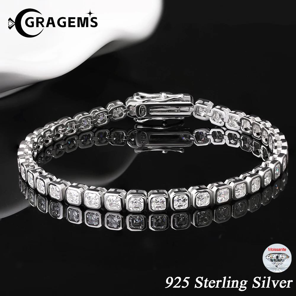 

3x3mm GRA Certified Moissanite Tennis Bracelets For Women Men 925 Sterling Silver Square Diamond Chains 18K Plated Fine Jewelry