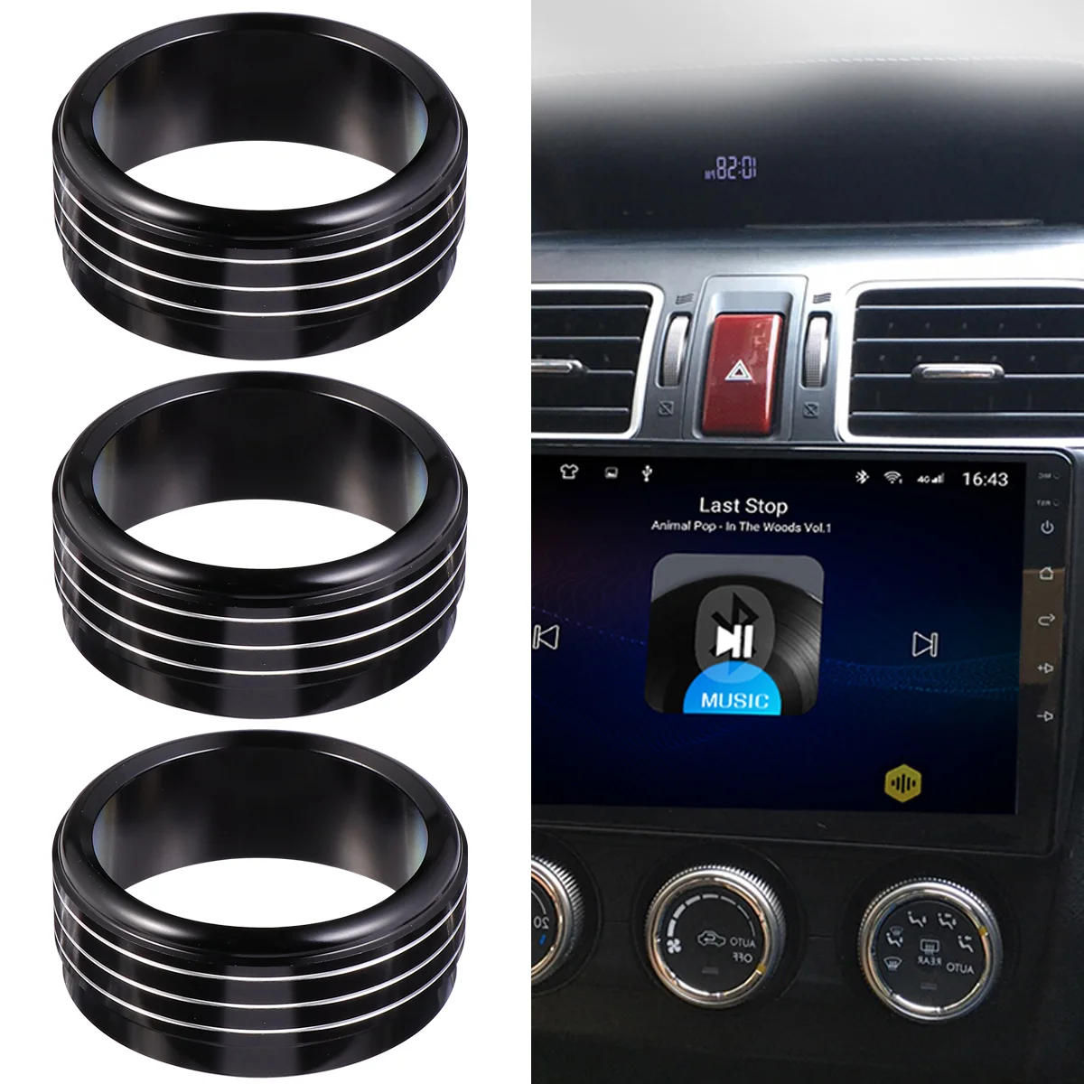 3 Pcs Phone Case DIY Slices Air Conditioner Volume Knob Switch Button Accessories Ring Black Covers