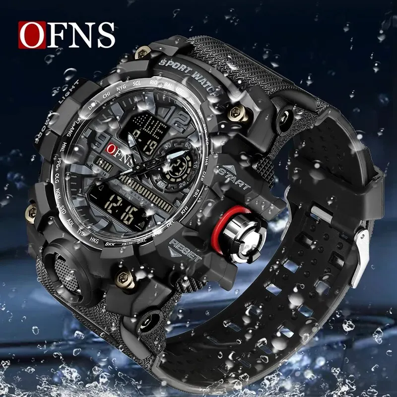 OFNS Top Brand G Style Military Watch Men Multifunction LED Digital Sports Watches Mens Waterproof Electronic Quartz Wristwatch