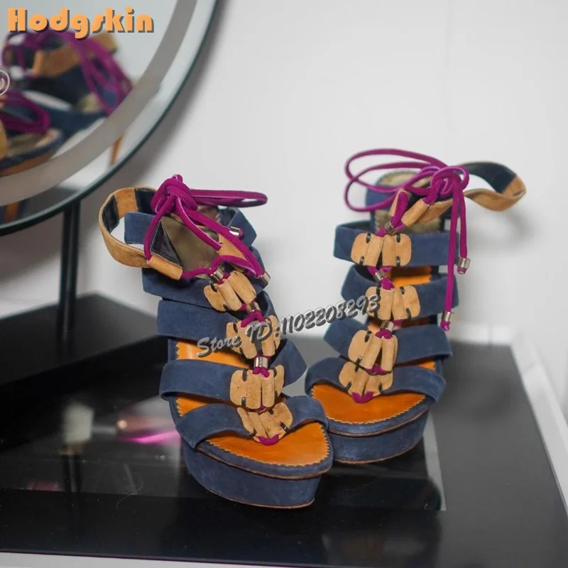 Retro-Patchwork-römische Sanda – Leopard Print Heels Bewertung und Preis