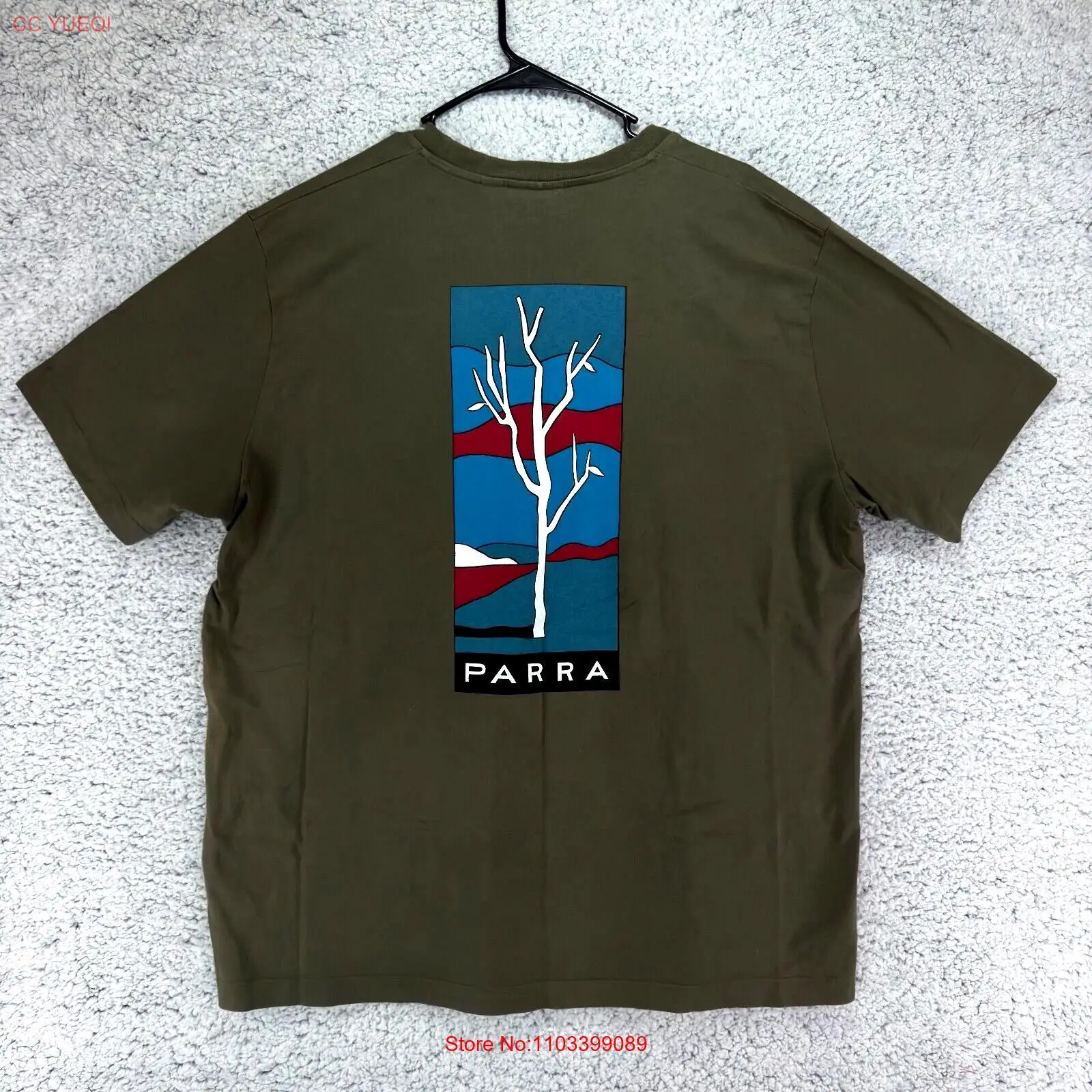 Parra Dead Tree Camiseta gráfica de doble cara verde oliva talla 2XL para hombre