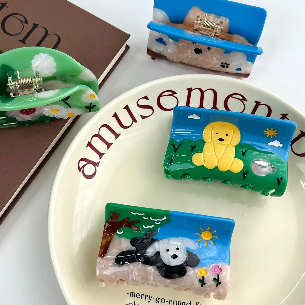 

Childishness Golden Retriever Puppy Hair Claw Sweet Korean Style West Highland White Terrier Dog Hairpin Flower Cute