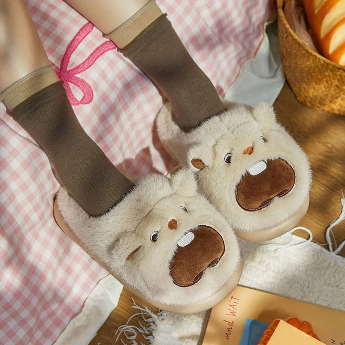 النمل الحب الخريف والشتاء جديد الكرتون لطيف جرذ الأرض زوجين نمط الرجال والنساء نعال من القطن للمنزل وملابس خارجية للتدفئة #5