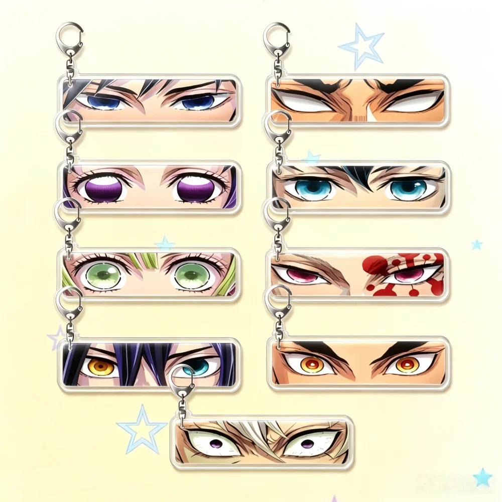 Cartoon Anime Eye Design Strip Acrylic Keychain Portable Key Holder Fashion Bag Hanging Accessories Anime Fans Creative Products