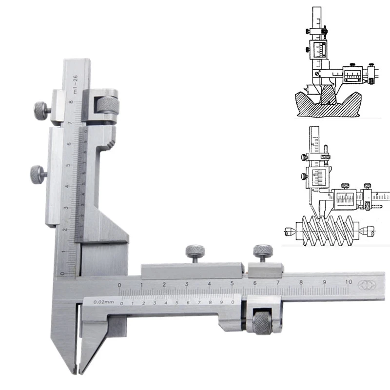 M1-26 Gear Tooth Vernier Caliper Gear Gearwheel Thickness Gauge Measuring Tools