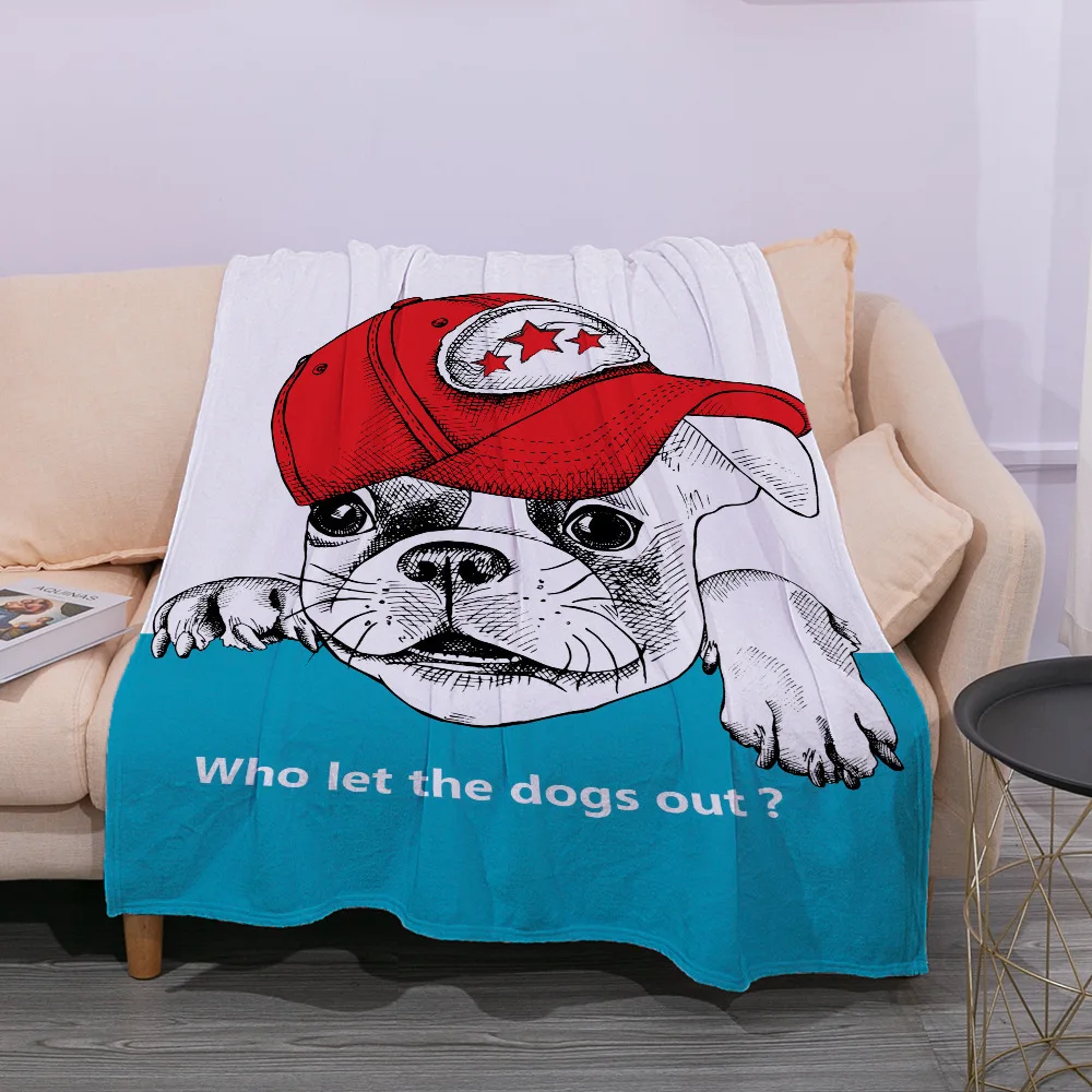 Bulldog francese cane carino flanella Ultra-morbida coperta stampata velluto peluche coperta pisolino copertura di alta qualità uso domestico divano