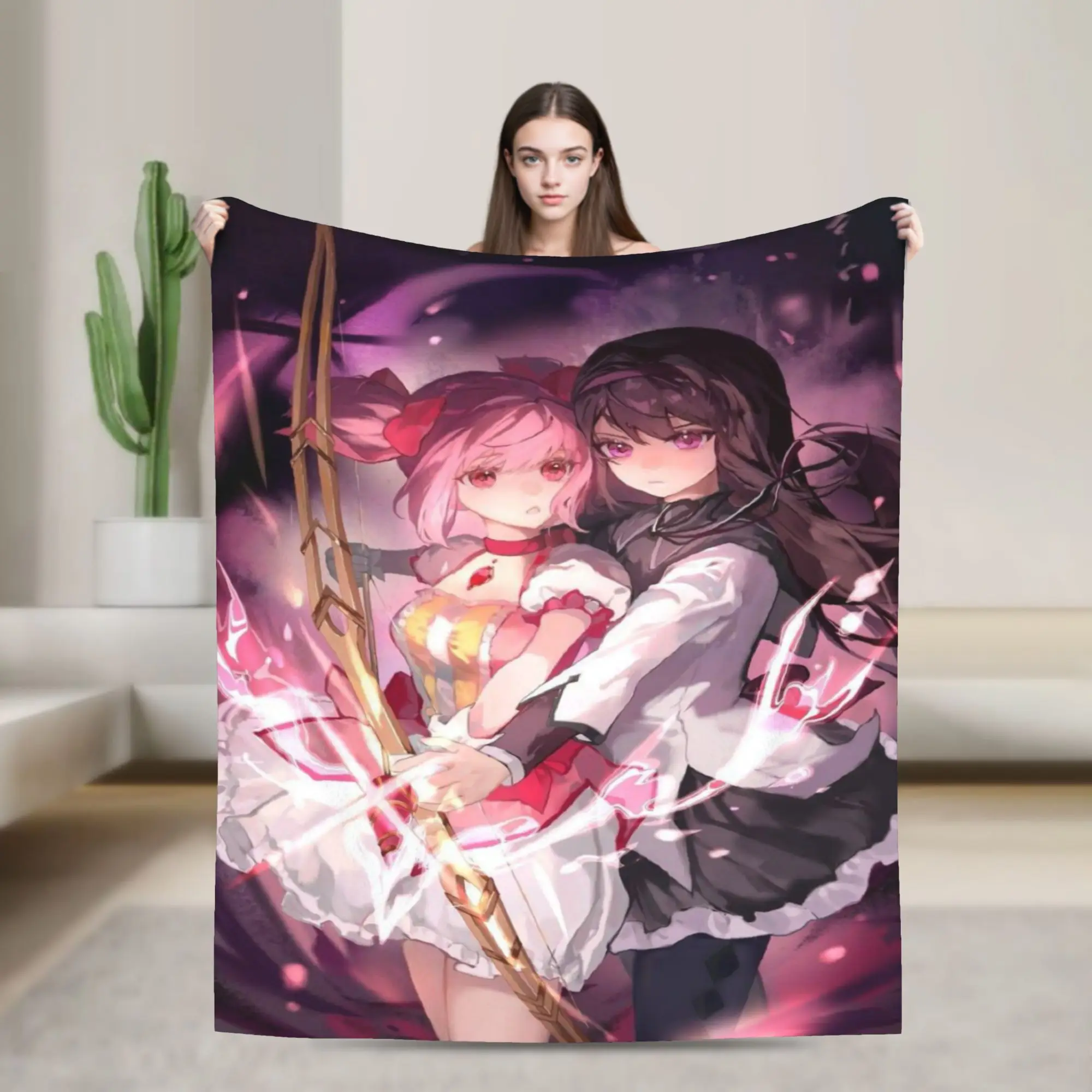 Funny Puella Magi Madoka Magica Anime Blanket Soft Fleece  Relax Throw Blanket Machine Washable