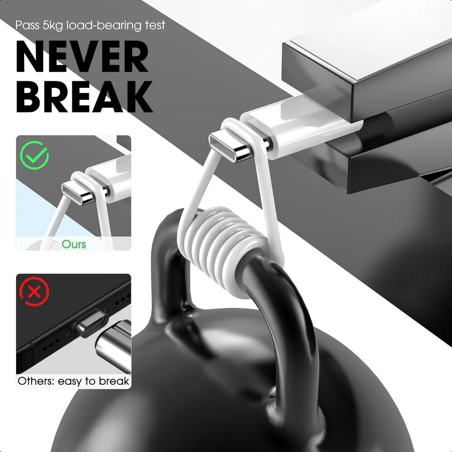 Cable de carga Apple USB C a USB C, paquete de 3, cable de cargador rápido USBC de 6 pies, Cable tipo C a tipo C de 60W para iPhone 16 15 Pro Max Plus 16E