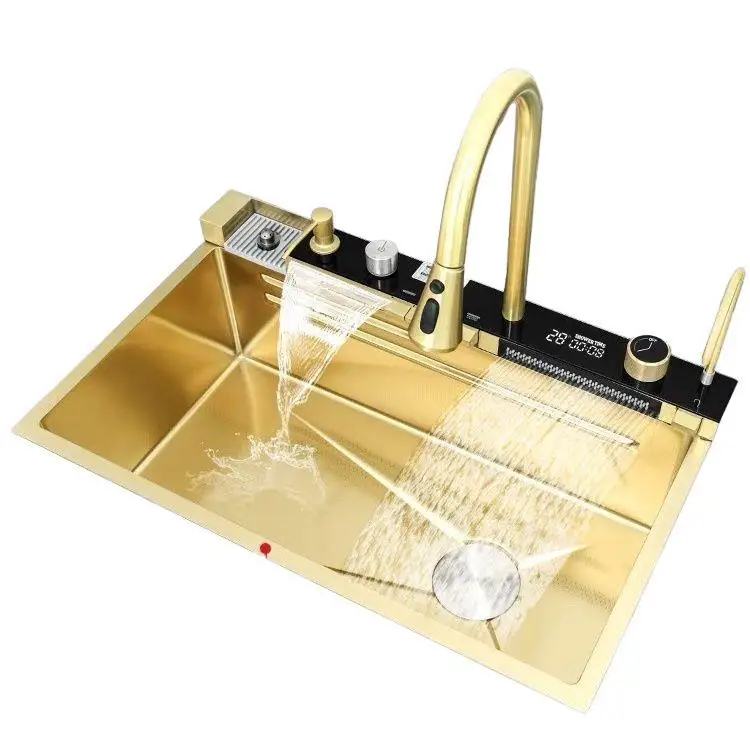 CX thickened stainless steel sink nano honeycomb piano digital display kitchen, Feiyu vegetable sink