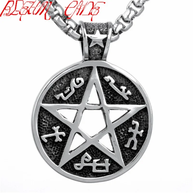 Hiphop/Rock Stainless steel Pentagram satanic worship Charm Pendant Necklace hot selling Men Women Jewelry